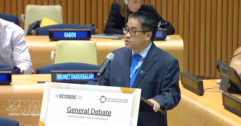 Minister Counsellor Nguyen Hai Luu, Deputy Permanent Representative of Viet Nam to the United Nations, speaks at the high-level segment of the 2026 High-level Political Forum on Sustainable Development (HLPF) in New York. (Photo: VNA)