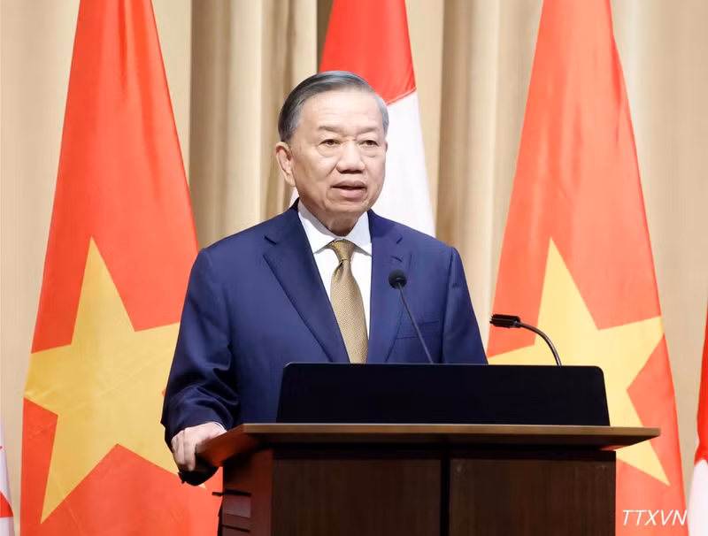 General Secretary of the Communist Party of Viet Nam Central Committee and President To Lam delivers a policy speech on the Viet Nam–Canada Strategic Partnership at the Parliament of Canada in Ottawa on September 24 afternoon (local time). (Photo: VNA)
