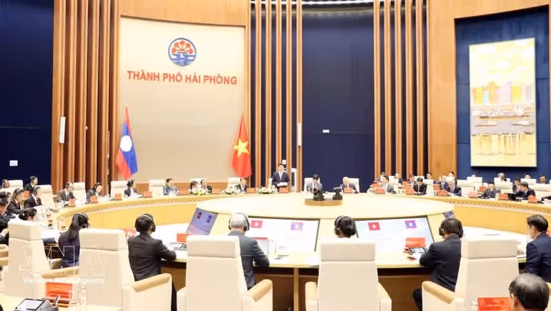 The 7th expanded conference of justice agencies of Vietnamese and Lao border provinces is held in the northern port city of Hai Phong on June 17, 2026. (Photo: VNA)