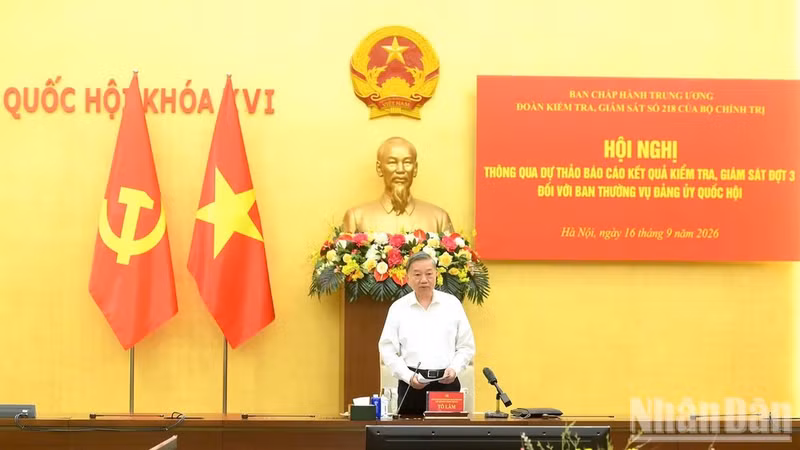 General Secretary of the Communist Party of Viet Nam Central Committee and President To Lam addresses the conference on September 16. (Photo: Dang Khoa)