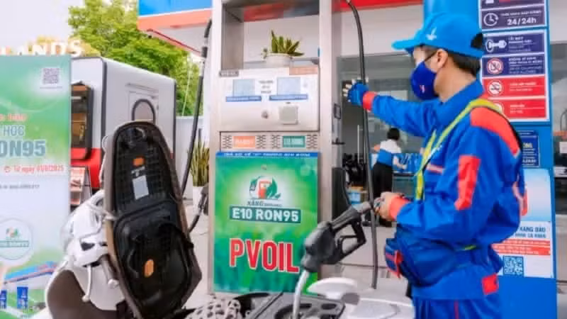 Biofuel is sold at a PVOIL petrol station.