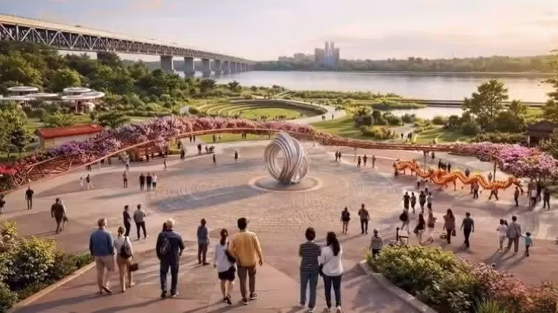 A rendering of the Red River Scenic Boulevard Axis project.