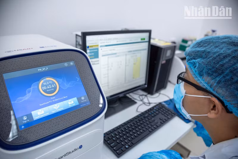 A specialised real-time PCR system, designed specifically for forensic applications, is used to accurately quantify DNA before it undergoes more advanced analysis.