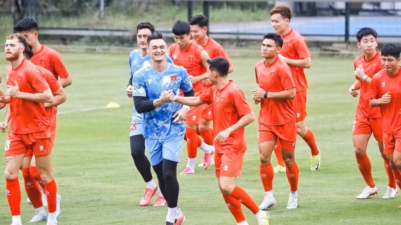 The Viet Nam team train ahead of the second leg of the ASEAN Championship 2026 final.