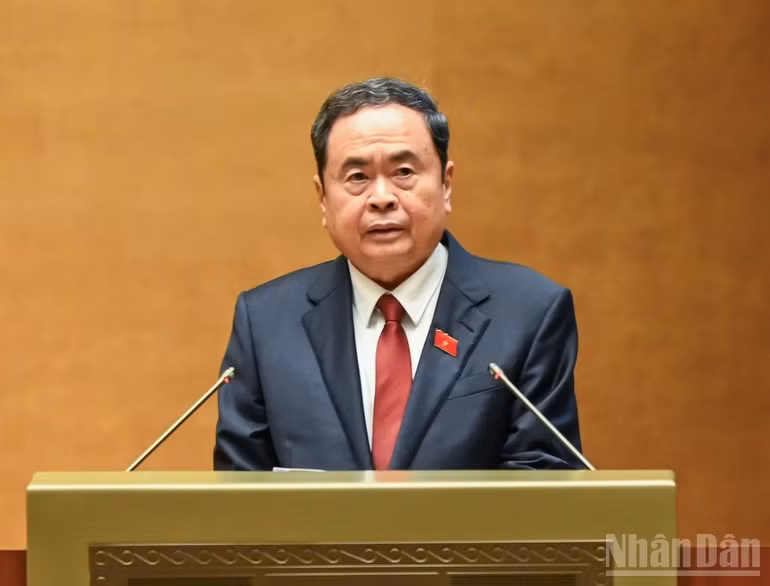 NA Chairman Tran Thanh Man speaks at the 15th National Assembly's 10th session. (Photo: NDO)