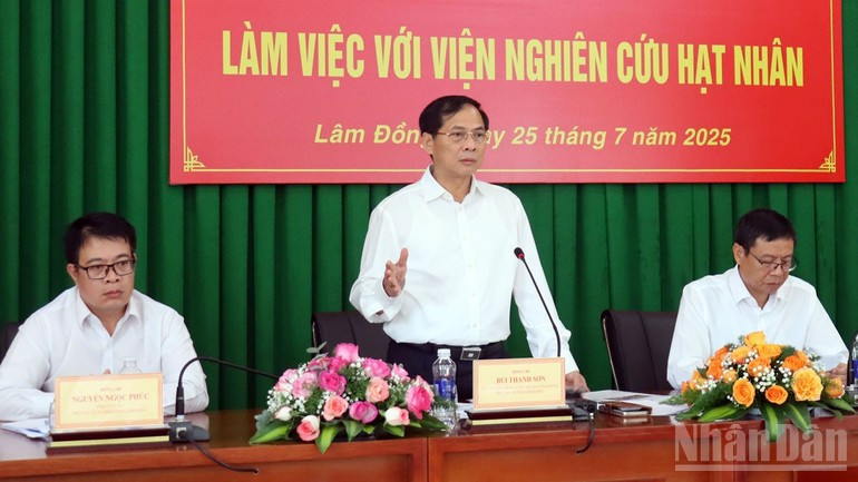 Deputy Prime Minister Bui Thanh Son spoke at the working session. (Photo: NDO)