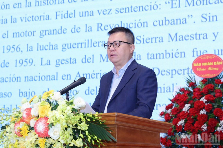 Le Quoc Minh, Member of the Party Central Committee, Editor-in-Chief of Nhan Dan Newspaper, Deputy Head of the Party Central Committee’s Commission for Communication, Education and Mass Mobilisation, and President of the Viet Nam Journalists’ Association, spoke at the event. (Photo: NDO) cuba-2.jpg