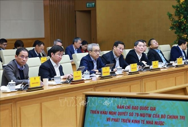 Delegates attending the first meeting of the National Steering Committee for the Implementation of Resolution 79. (Photo: VNA)