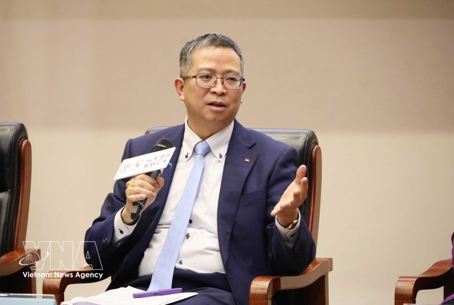 Vietnamese Ambassador to China Pham Thanh Binh speaks at the press conference (Photo: VNA)