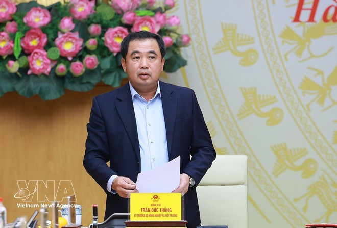 Minister of Agriculture and Environment Tran Duc Thang speaks the event. (Photo: VNA)