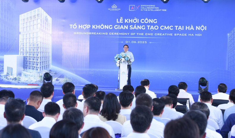 An overview of the ground-breaking ceremony for the CMC Creative Space.