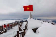 Snow covers Mount Fansipan (Photo: To Ba Hieu)