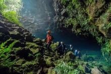 Experts in an exploration of the Krong No volcanic cave system. (Photo: VNA)