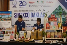 A booth displaying Vietnamese coffee (Photo: VNA)