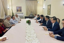 Working session between Vietnamese Party delegation and Rogelio Polanco Fuentes, Secretary of the PCC Central Committee, head of its Ideological Department (Photo: VNA) 