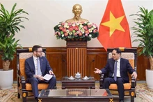 Vietnamese Minister of Foreign Affairs Bui Thanh Son (R) and British Ambassador to Vietnam Iain Frew. (Photo: VNA)