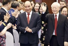 Party General Secretary Nguyen Phu Trong, President Nguyen Xuan Phuc, and other delegates attend the ceremony. (Photo: VNA)