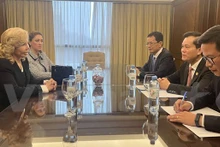 Deputy Foreign Minister Ha Kim Ngoc (centre, right) meets with Honourary Consul of Vietnam in Paraguay Maria Del Carmen Perez (Photo: VNA) 