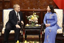 Acting President Vo Thi Anh Xuan (R) and Brazilian Ambassador to Vietnam Fernando Apparício da Silva. (Photo: VNA) 