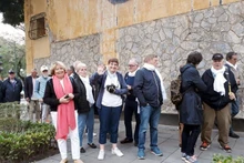 Foreign visitors at the Hoa Lo Prison Relic in Hanoi. (Photo: The Hanoi Times)