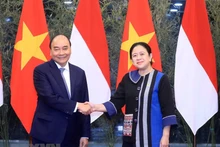 President Nguyen Xuan Phuc (L) and Speaker of the House of Representatives of Indonesia Puan Maharani. (Photo: VNA)