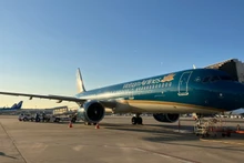 The national flag carrier Vietnam Airlines operated the free flight bringing Vietnamese citizens home from Japan for Tet holiday. (Photo: NDO)