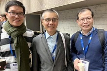 Dr. Vu Minh Ngoc (far left) with fellow Vietnamese scientists on the sidelines of an international conference. (Photo courtesy of Dr. Vu Minh Ngoc)