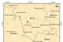 The location of the earthquake's epicentre in My Duc district, Hanoi, on March 25 morning (Photo: igp-vast.vn)