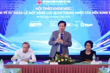 Associate Professor, Dr. Nguyen Trong Dieu, Chairman of the Vietnam Private Entrepreneurs Association speaks at the workshop.