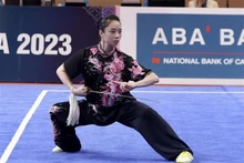 Wushu athlete Duong Thuy Vi at the ongoing SEA Games 32 in Cambodia. (Photo: VNA)