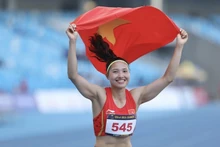 Nguyen Linh Na earns a gold medal in women's heptathlon. (Photo: VNA)