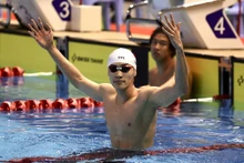 Swimmer Pham Thanh Bao wins the gold medal in the men's 200m breaststroke on May 10 at the ongoing SEA Games 32 in Cambodia. (Photo:VNA)
