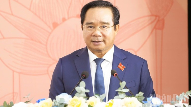 The opening speech at the congress was delivered by Nguyen Van Duoc, Member of the Party Central Committee, Deputy Secretary of the City Party Committee, and Chairman of the City People’s Committee. (Photo: nhandan.vn) daihoidang-24825-2.jpg