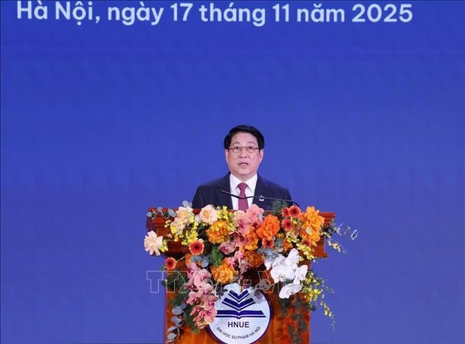 State President Luong Cuong speaks at the ceremony. (Photo: VNA)