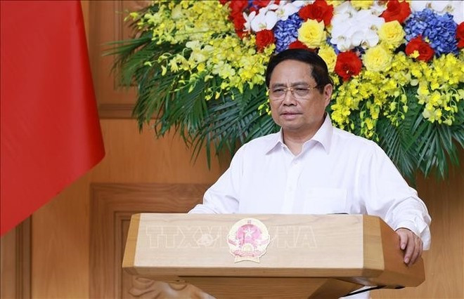 Prime Minister Pham Minh Chinh speaks at the teleconference. (Photo: VNA) Prime Minister Pham Minh Chinh speaks at the teleconference. (Photo: VNA)