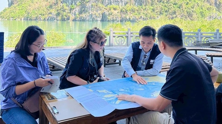 A UN expert team assesses the damage caused by Typhoon Yagi in Ha Long Bay. chuyen-gia-lien-hop-quoc-10614.jpg