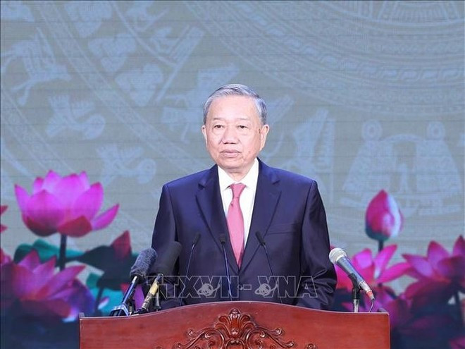 Party General Secretary To Lam addresses the ceremony in HCM City on June 30. (Photo: VNA) Party General Secretary To Lam addresses the ceremony in HCM City on June 30. (Photo: VNA)