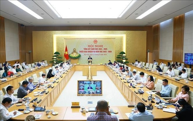 The national conference reviewing the 2024–2025 academic year and outlining tasks for 2025–2026, held on August 22. (Photo: VNA) The national conference reviewing the 2024–2025 academic year and outlining tasks for 2025–2026, held on August 22. (Photo: VNA)