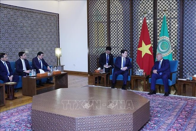 The meeting between Vietnamese President Luong Cuong and Secretary-General of the Arab League Ahmed Aboul Gheit in Cairo on August 4. (Photo: VNA) The meeting between Vietnamese President Luong Cuong and Secretary-General of the Arab League Ahmed Aboul Gheit in Cairo on August 4. (Photo: VNA)
