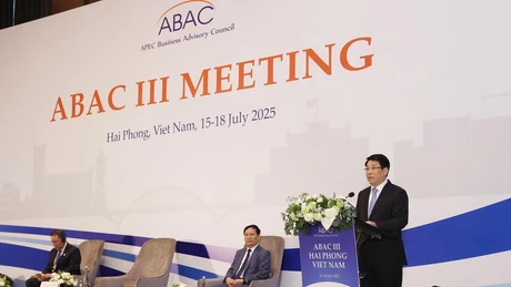 State President Luong Cuong addresses the APEC Business Advisory Council's third meeting. (Photo: VNA)