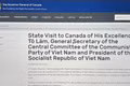 As screenshot of the press release published on the website of the Office of the Governor General of Canada.