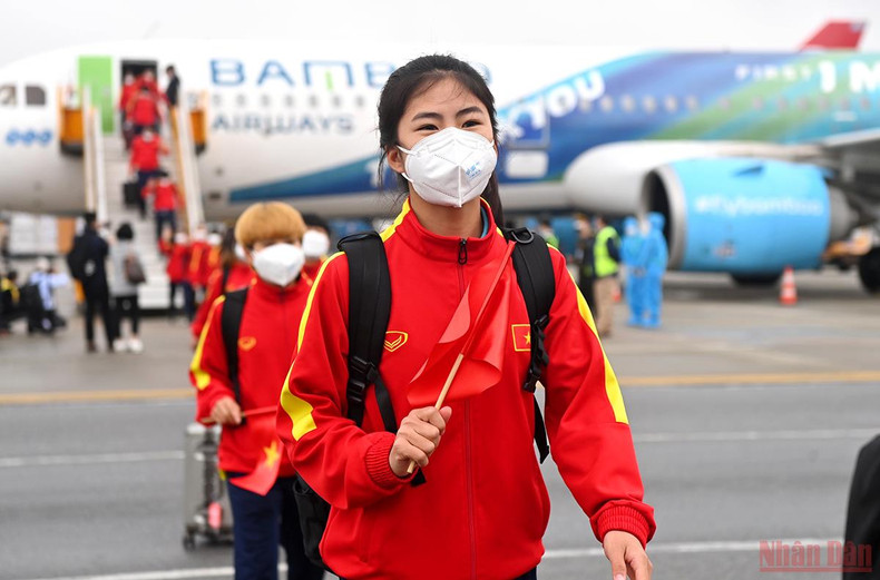 Homecoming ceremony for women’s football squad after historic World Cup ticket ảnh 1 Homecoming ceremony for women’s football squad after historic World Cup ticket ảnh 1