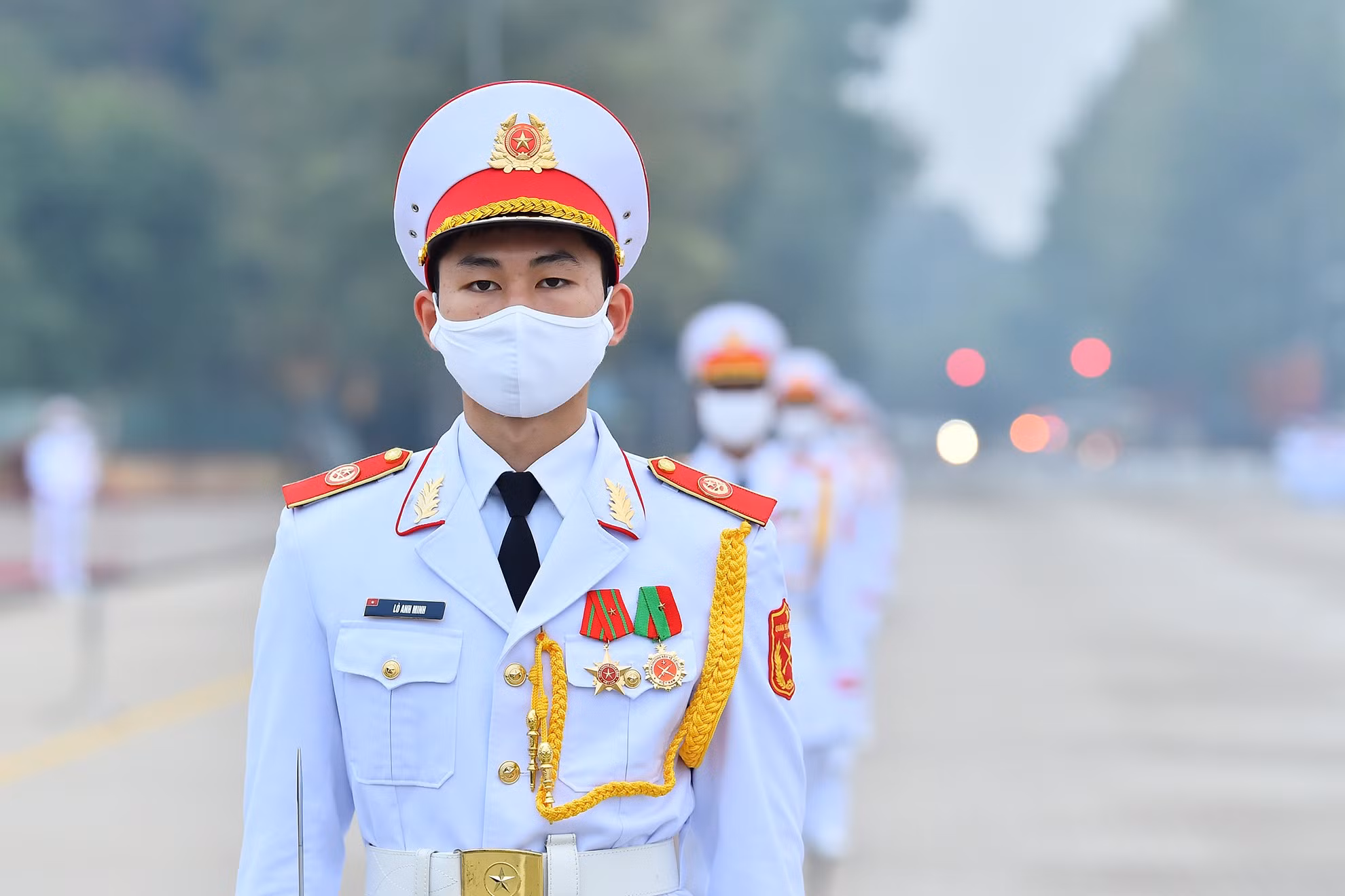 Soldiers were ready at Ba Dinh Square before the ceremony.