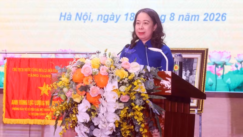 Vice President Vo Thi Anh Xuan speaks at the ceremony. (Photo: PHAM KIEN)