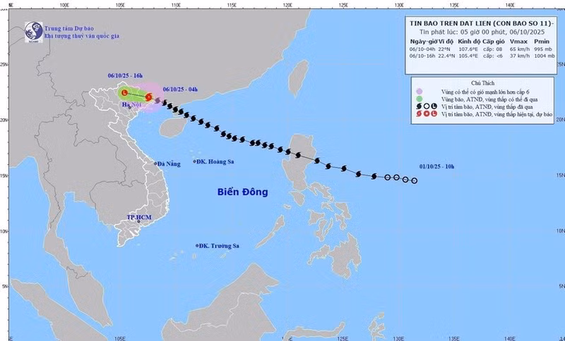 The projected path of Typhoon Matmo. (Photo: National Centre for Hydro-Meteorological Forecasting)