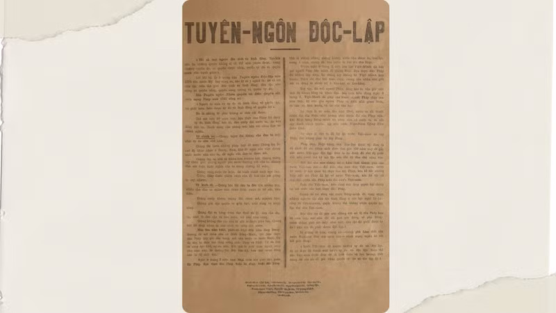 The Declaration of Independence of the Democratic Republic of Viet Nam. (File photo: The Ho Chi Minh Museum’s branch in Ho Chi Minh City)