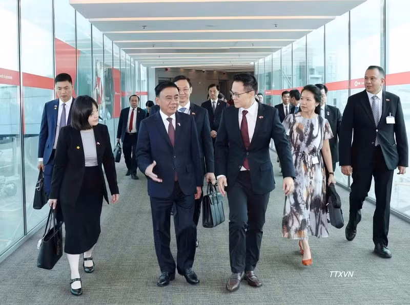 Singaporean Minister of State for Defence Desmond Choo (right) welcomes Politburo member and Standing member of the Communist Party of Viet Nam (CPV) Central Committee’s Secretariat Tran Cam Tu at Changi International Airport (Photo: VNA)