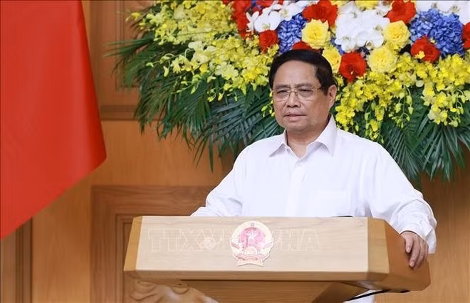 Prime Minister Pham Minh Chinh speaks at the teleconference. (Photo: VNA)