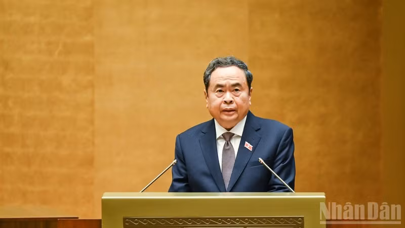 NA President Tran Thanh Man delivers the opening remarks at the second session of the 16th National Assembly. (Photo: nhandan.vn)