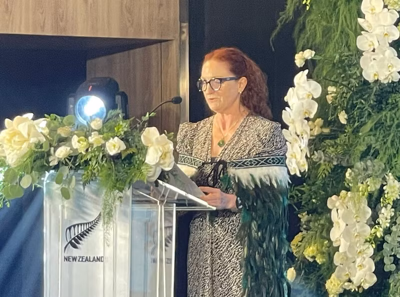 New Zealand Ambassador to Viet Nam Caroline Beresford delivered a speech at the celebration ceremony. (Photo: NDO)